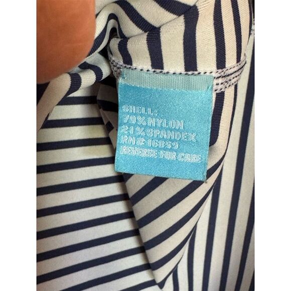 J. McLaughlin Women's Striped Blouse Size M Navy/White 3/4 Sleeve Casual - Picture 3 of 4